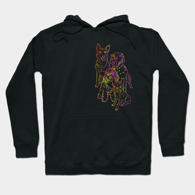 Dog Pile: Miami Sunset Hoodie by ambersolbergart